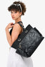 Pre-Loved Chanel™ 2012 Black Leather/Canvas 'Paris Biarritz' Tote Bag