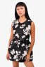 Giambattista Black Floral Silk/Cotton Sleeveless Bow Mini Dress Size S