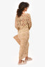 Retrofête Beige Raffia Pearl Plunge Maxi Dress Size XS/S