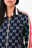 Gucci Blue/White GG Monogram Zip-Up Track Jacket Size XS Mens