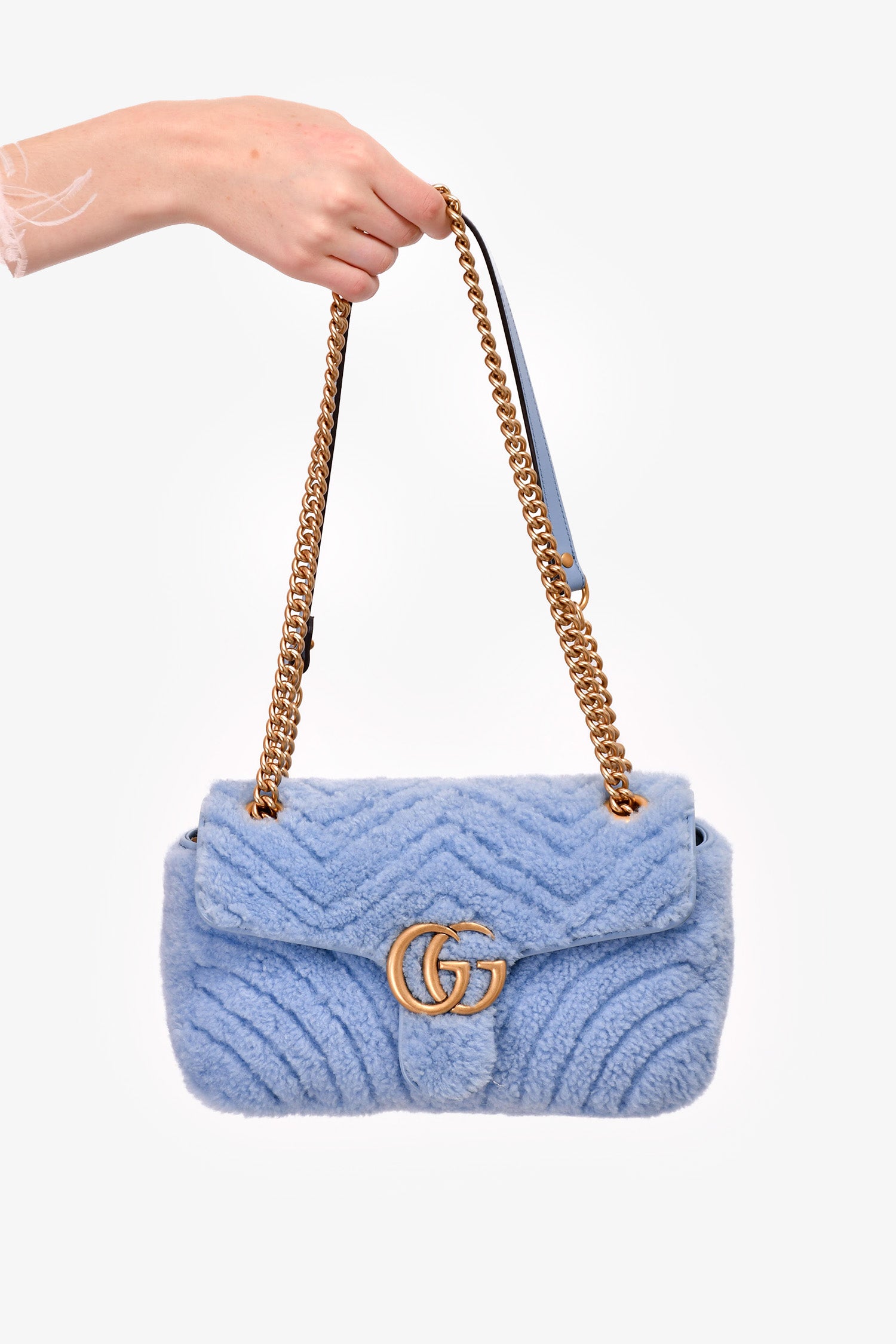 Gucci Blue Shearling Marmont Shoulder Bag – Mine & Yours