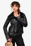 Burberry London Black Shearling Lined Biker Jacket Size 8 US