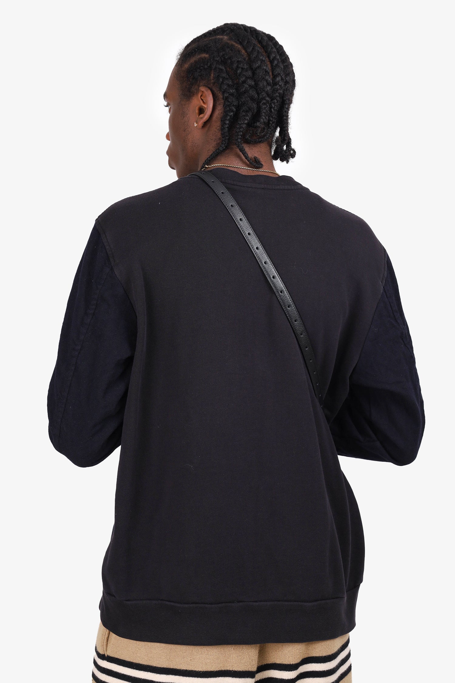 Dries Van Noten Black Satin/Wool Lovat Sweatshirt Size L Mens