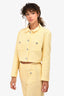 Maje Yellow Tweed Cropped Jacket + Pant Set Size 40