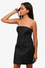 Rotate Birger Christensen Black Faux Woven Leather Strapless Mini Dress Size 12 US