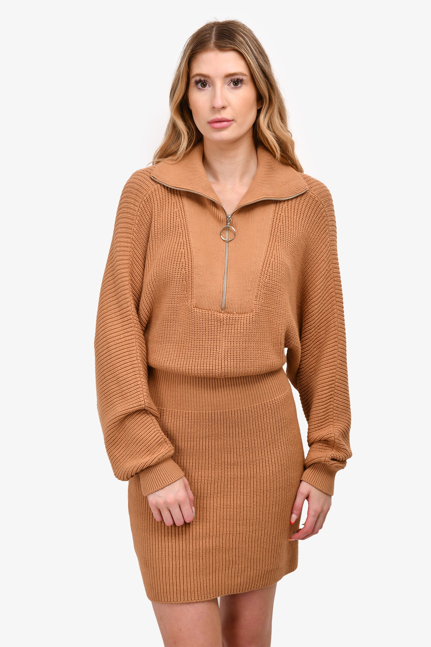 Staud Brown Cableknit 'Kirby' Sweater Dress Size L Mine & Yours Staud Brown Cableknit 'Kirby' Sweater Dress Size L Mine & Yours