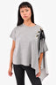 Sacai Grey/Black Cotton Grommet Detail Asymmetrical Tops Size 3