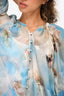 L'Agence Blue Patterned Sheer Blouse Size M