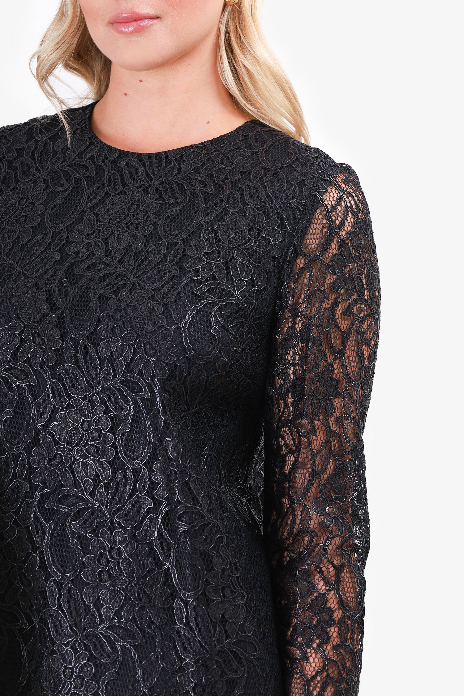 MSGM Black Lace Long Sleeve Mini Dress Size 44 – Mine & Yours