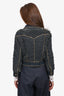 Pre-Loved Chanel™ 2014 Dark Blue Scalloped Denim 'Paris-Dallas' Jacket with Gold Trim Size 38