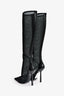 Saint Laurent Black Mesh 'Oxalis' Knee High Boots Size 37