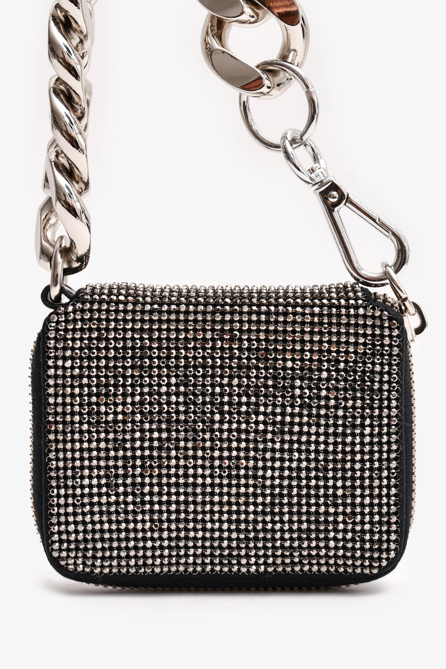 Kara Silver/Black Crystal/Leather Chain Small Wallet – Mine & Yours