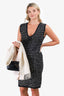 Pre-Loved Chanel™ Black/White Wool/Cashmere Knit Sleeveless Midi Dress Est. Size Large