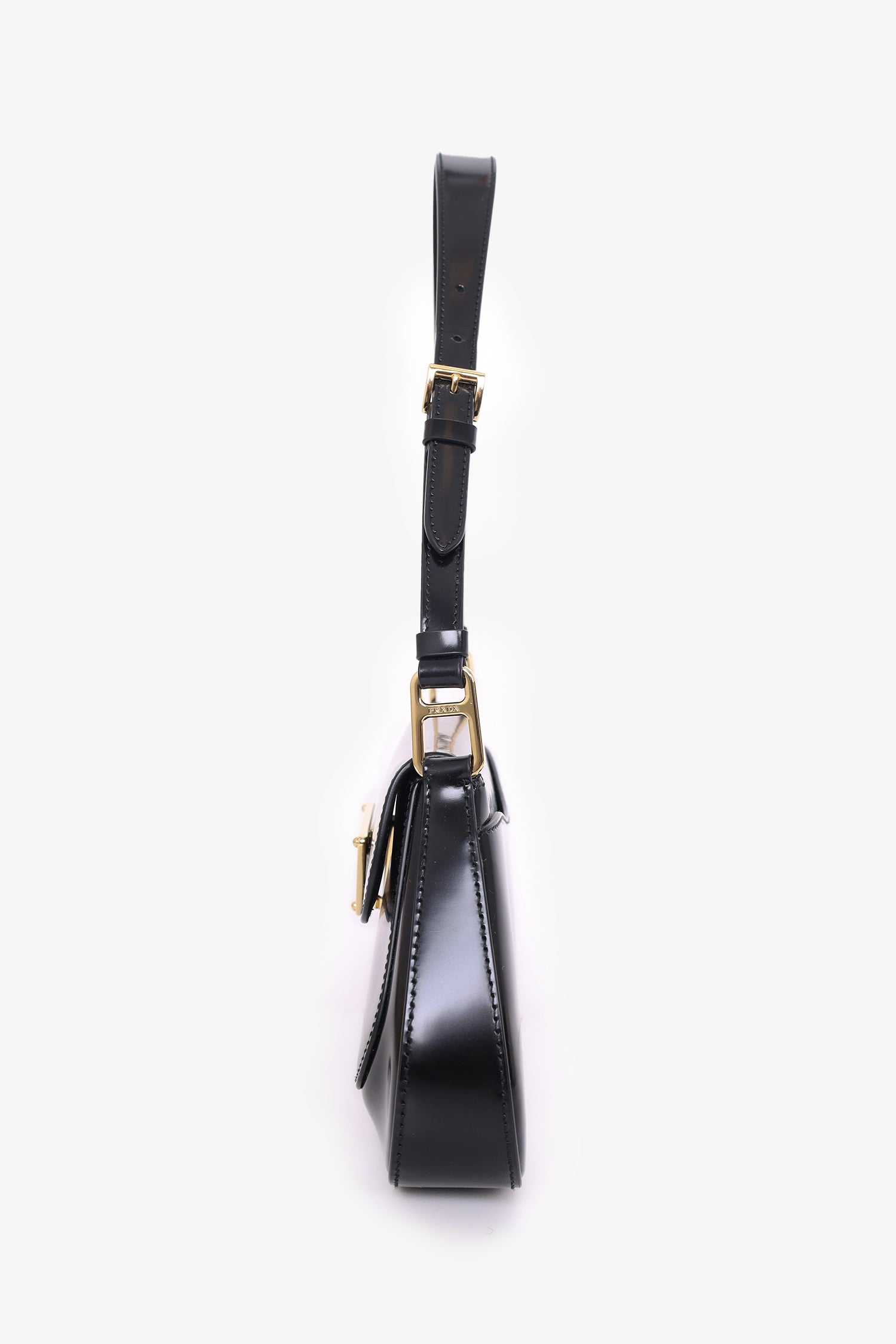 Prada Black Calf Leather Cleo Logo Plaque Shoulder Bag – Mine & Yours