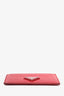 Prada Red Saffiano Leather Card Holder with Logo Plaque