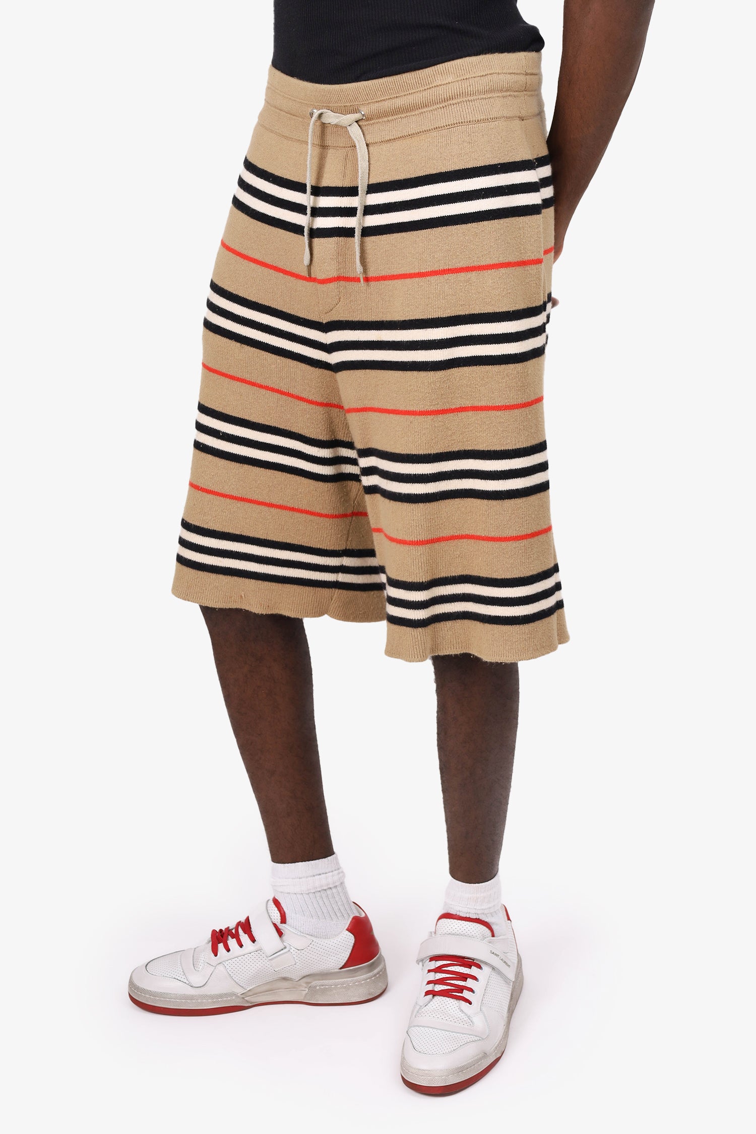 Burberry Brown Nova Stripe Merino Wool Shorts Size XS Mens