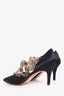 Manolo Blahnik Black Satin Zullin Crystal Jeweled D'orsay Pumps Size 37.5