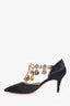 Manolo Blahnik Black Satin Zullin Crystal Jeweled D'orsay Pumps Size 37.5