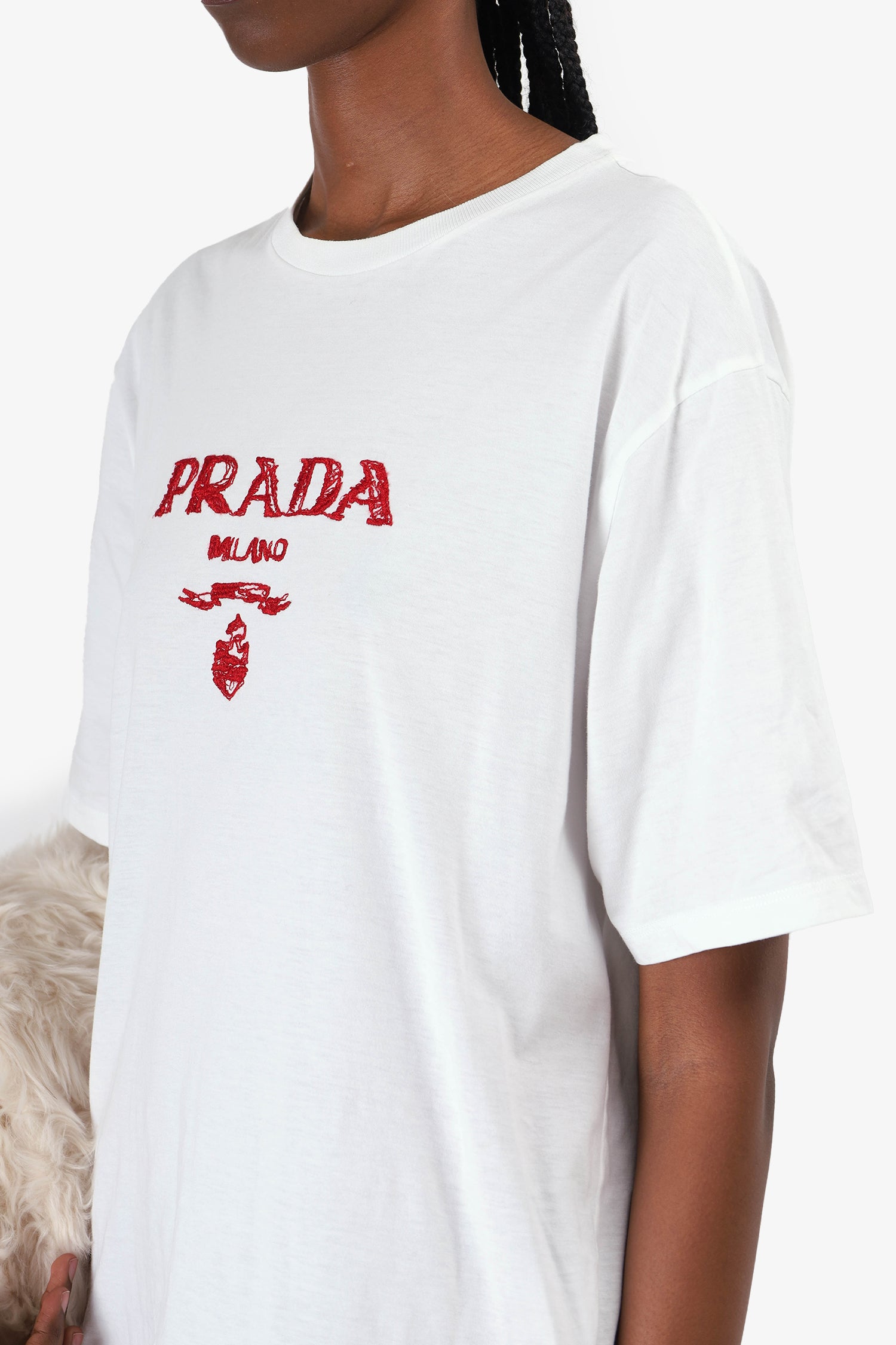 Prada White/Red Milano Logo T-Shirt Size Medium Mens – Mine & Yours