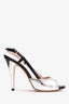 Miu Miu Silver/Black Perforated Leather Heels Size 37