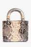 Christian Dior 2009 Grey Python Mini Lady Dior Top Handle With Strap (As Is)