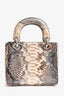 Christian Dior 2009 Grey Python Mini Lady Dior Top Handle With Strap (As Is)