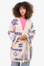 Pre-Loved Chanel™ 2023 Cream/Multicoloured Logo Cardigan with Belt Size 42