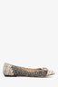 Salvatore Ferragamo Black/White Leather Coated Canvas Bow Flats Size 7