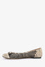 Salvatore Ferragamo Black/White Leather Coated Canvas Bow Flats Size 7