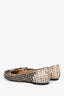 Salvatore Ferragamo Black/White Leather Coated Canvas Bow Flats Size 7