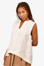 Jil Sander Cream Sleeveless V-Neck Blouse Size 40