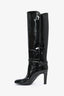 Saint Laurent Black Patent Leather Knee High Boots Size 38
