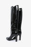 Saint Laurent Black Patent Leather Knee High Boots Size 38