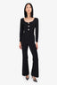 Self-Portrait Black Long Sleeve Flare Jumpsuit Size 2