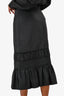 Dries Van Noten Black midi Ruched Peplum Skirt Size 36