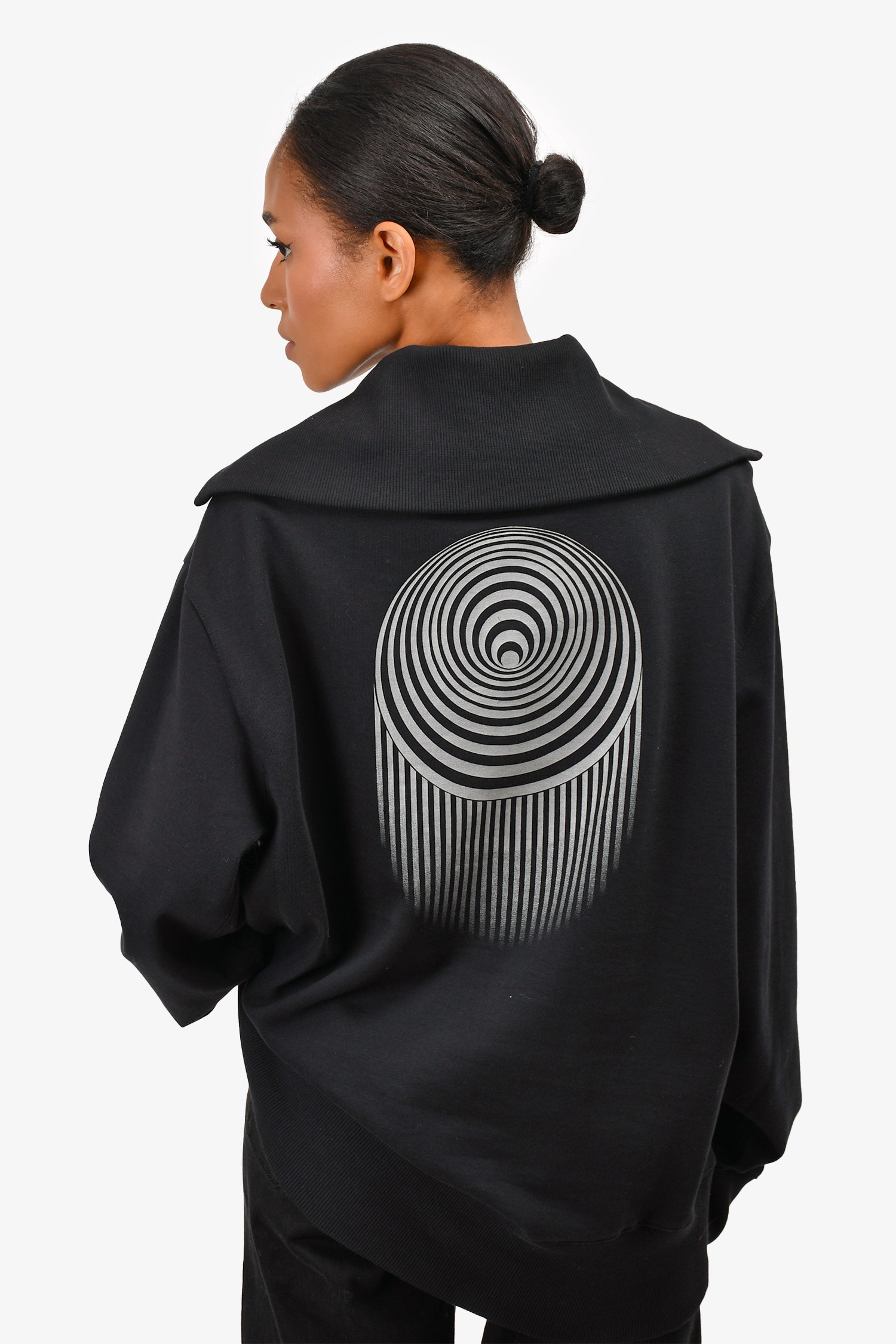 Marine Serre White Line Black Half-Zip Sweatshirt Size L – Mine