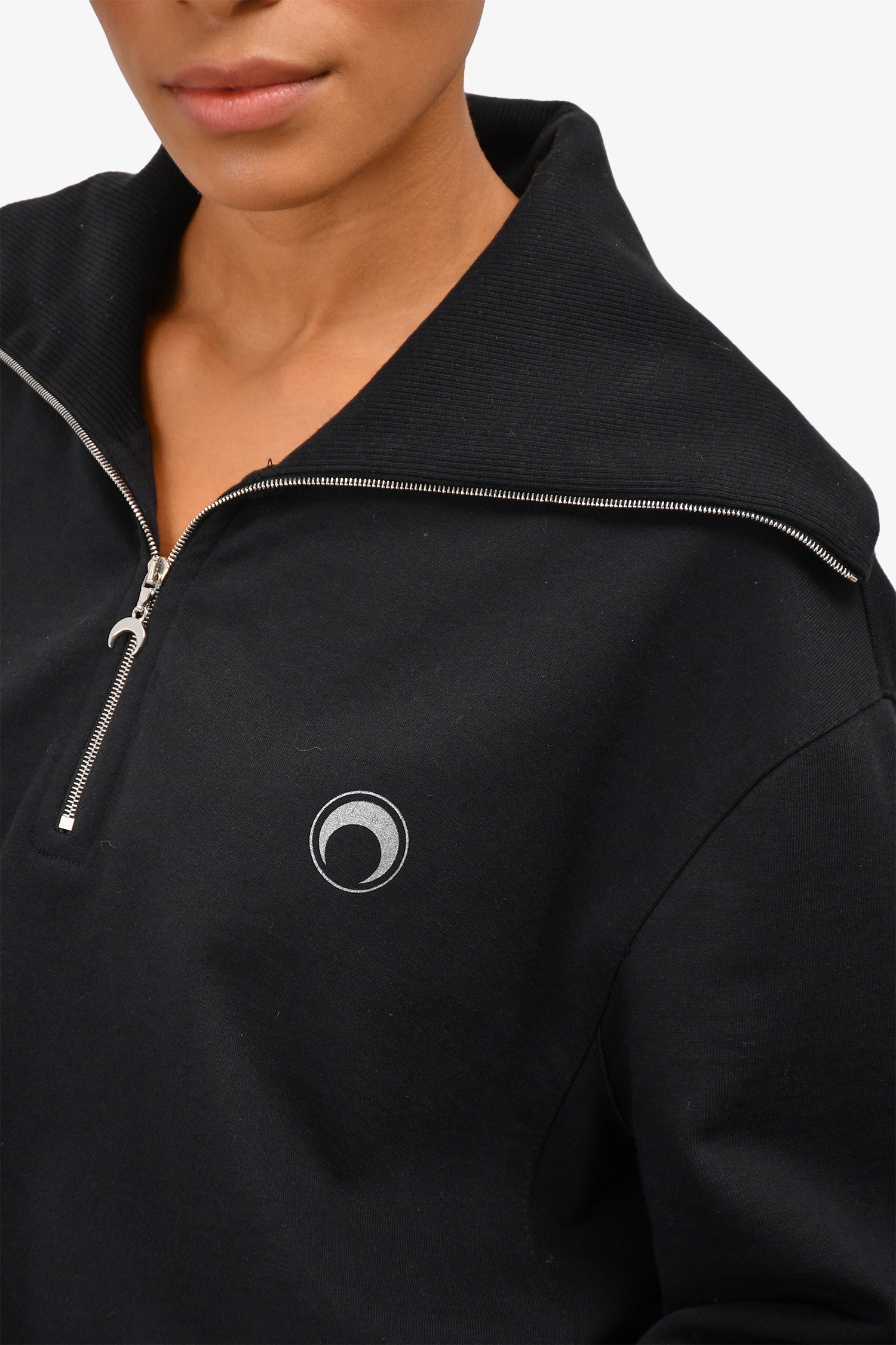 Marine Serre White Line Black Half-Zip Sweatshirt Size L – Mine