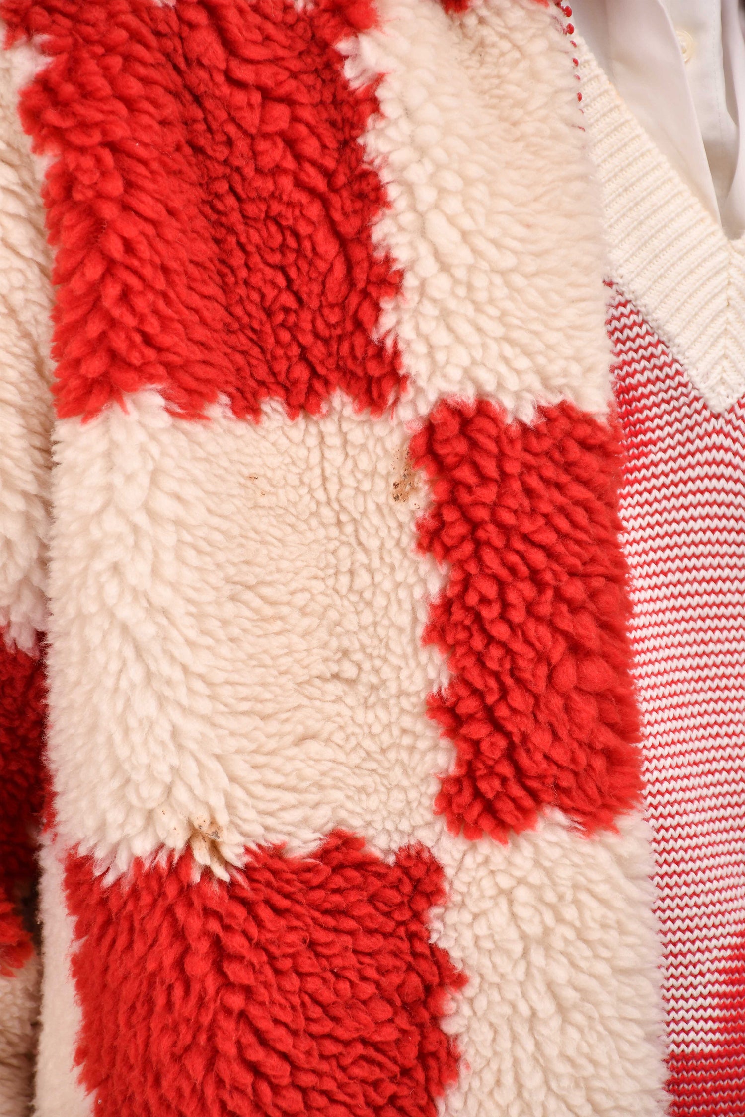 Louis Vuitton x Nigo 2022 Cream/Brick Red Checkered Fleece Zip-Up