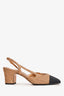 Pre-Loved Chanel™ Gold/Black Tweed Slingback Heels Size 39
