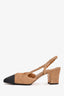 Pre-Loved Chanel™ Gold/Black Tweed Slingback Heels Size 39
