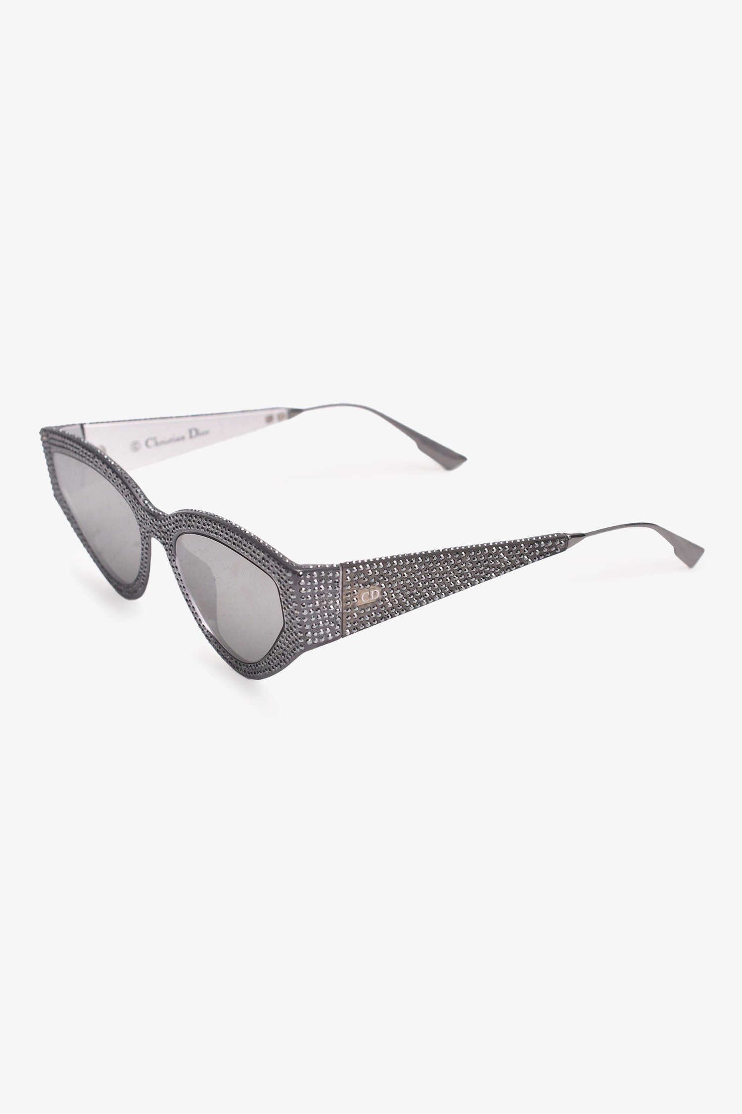Christian Dior Silver Rhinestone Embellished 'CatStyleDior1S