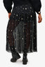 Maje Black Mesh Midi Skirt with Gold Embroidered Stars Size 1