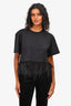 Frame Black Feather Hemmed Short Sleeve Top Size S