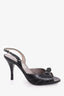 Salvatore Ferragamo Black/White Leather Top Stitch Detail Peep Toe Sling Back Heels Size 7.5