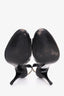 Salvatore Ferragamo Black/White Leather Top Stitch Detail Peep Toe Sling Back Heels Size 7.5