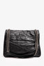Saint Laurent Black Crinkled Leather 'Niki' Shoulder Bag