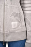 Thom Browne Grey/White Dolphin Patterned Cotton Zip Hoodie Size 3