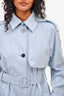 Theory Blue Belted Trench Coat Size Small