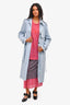 Theory Blue Belted Trench Coat Size Small