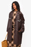Simone Rocha Brown Leather Crystal Embellished Midi Jacket Size M